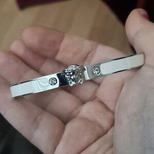 18K Gold Medusa Head White Oil Drip  Diamond Bracelet